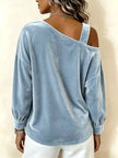 Full Size Velvet One-Shoulder Top with Buckle Detail Plus Size  Style Ratio