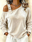 Full Size Velvet One-Shoulder Top with Buckle Detail Plus Size  Style Ratio