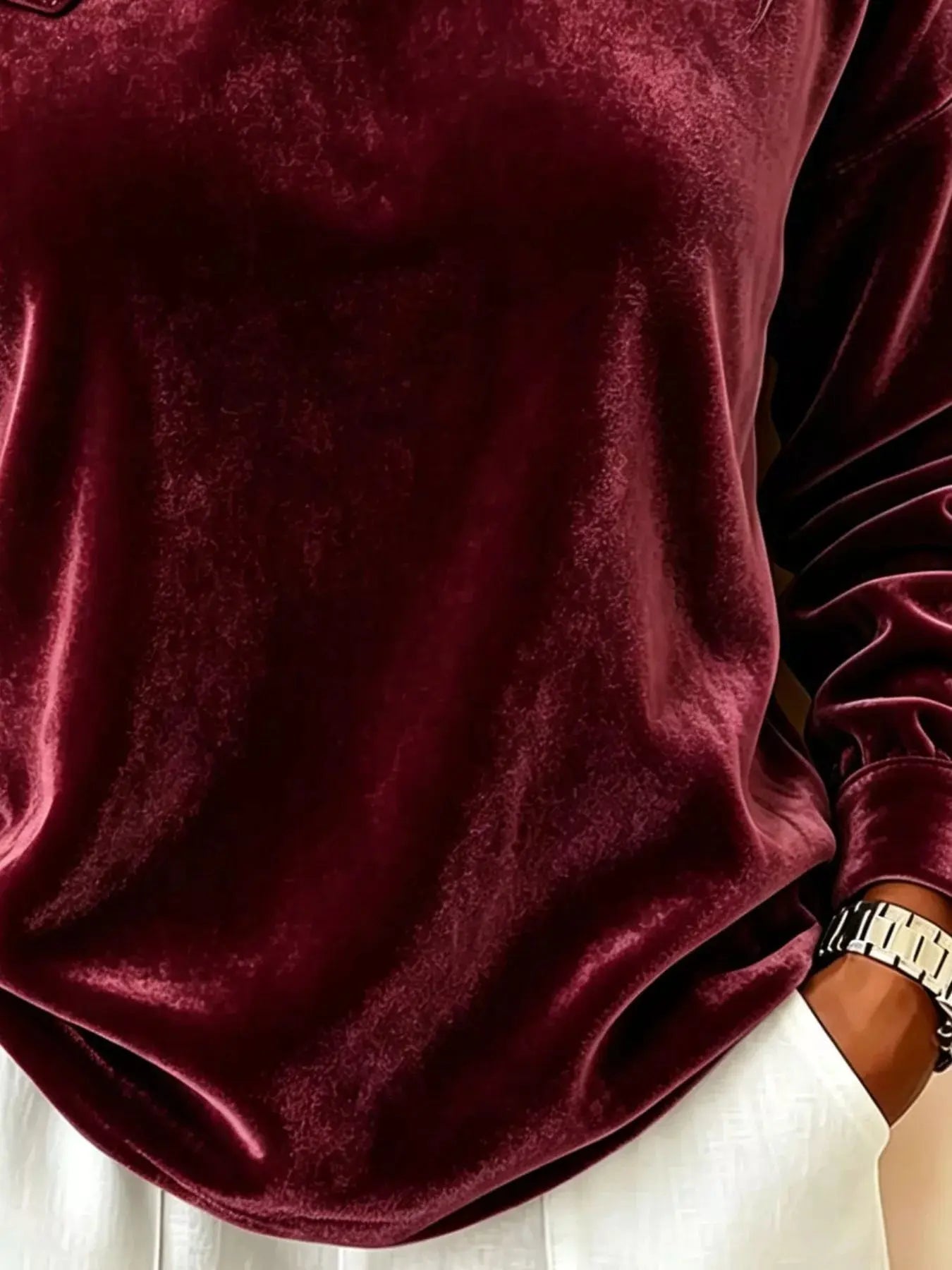Full Size Velvet One-Shoulder Top with Buckle Detail Plus Size  Style Ratio