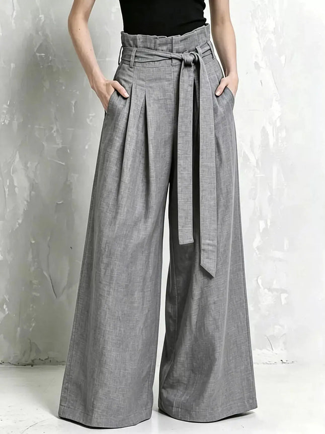 Full Size Wide-Leg Paperbag Waist Pants Plus Size  Style Ratio