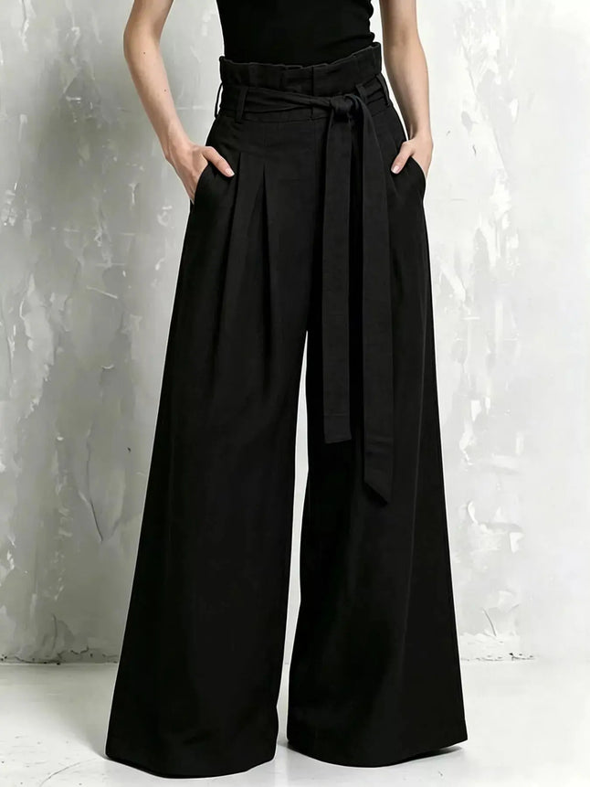 Full Size Wide-Leg Paperbag Waist Pants Plus Size  Style Ratio