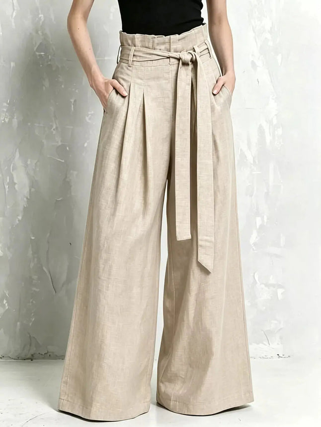 Full Size Wide-Leg Paperbag Waist Pants Plus Size  Style Ratio