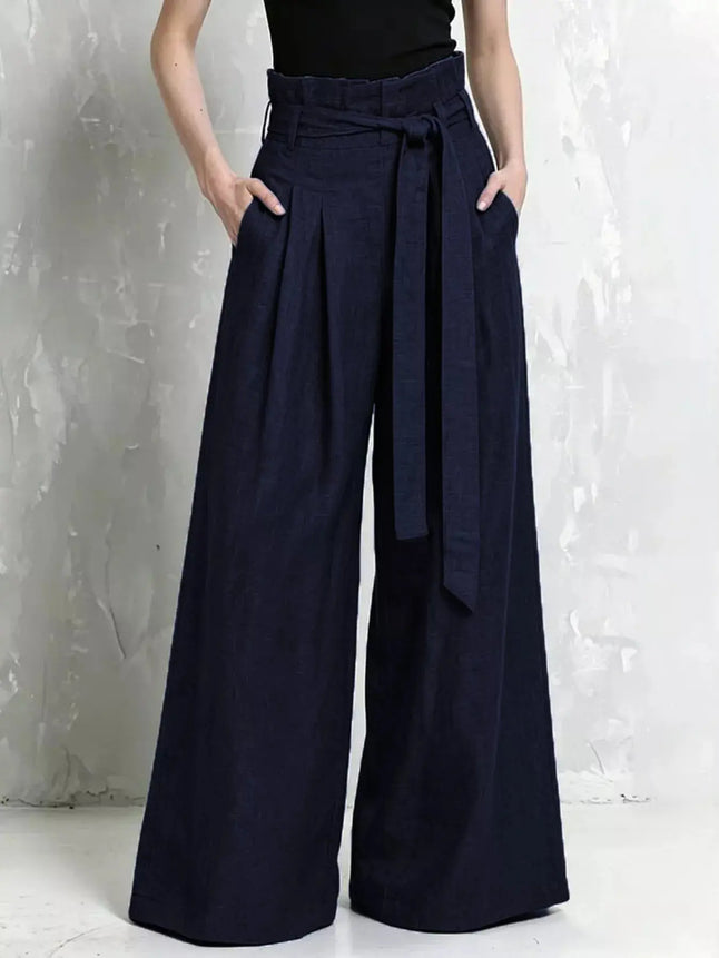Full Size Wide-Leg Paperbag Waist Pants Plus Size  Style Ratio