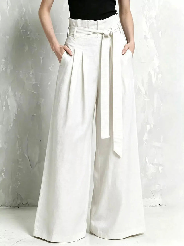 Full Size Wide-Leg Paperbag Waist Pants Plus Size  Style Ratio