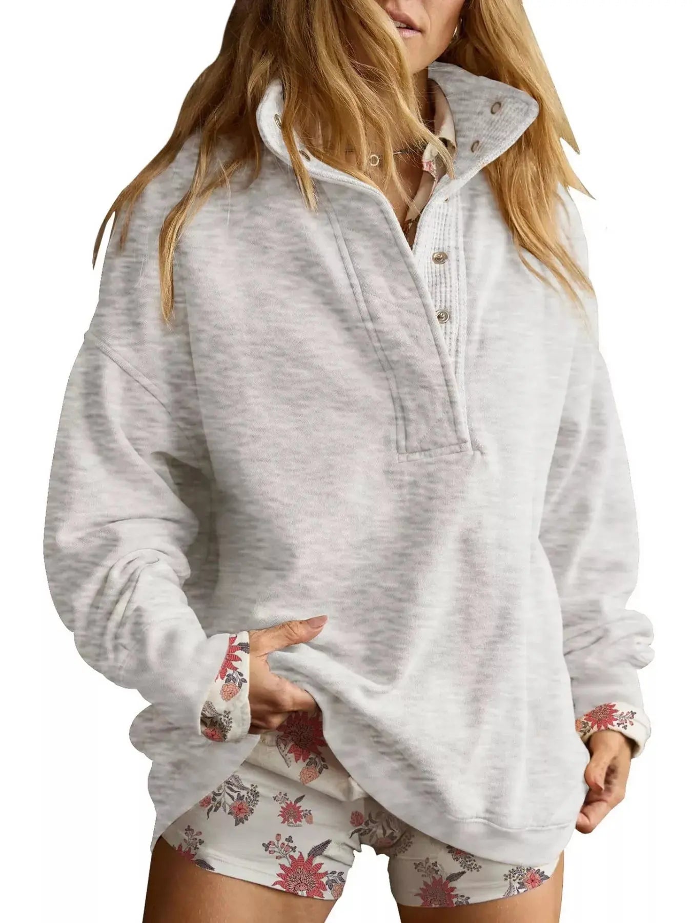 Half Snap Dropped Shoulder Sweatshirt  Style Ratio