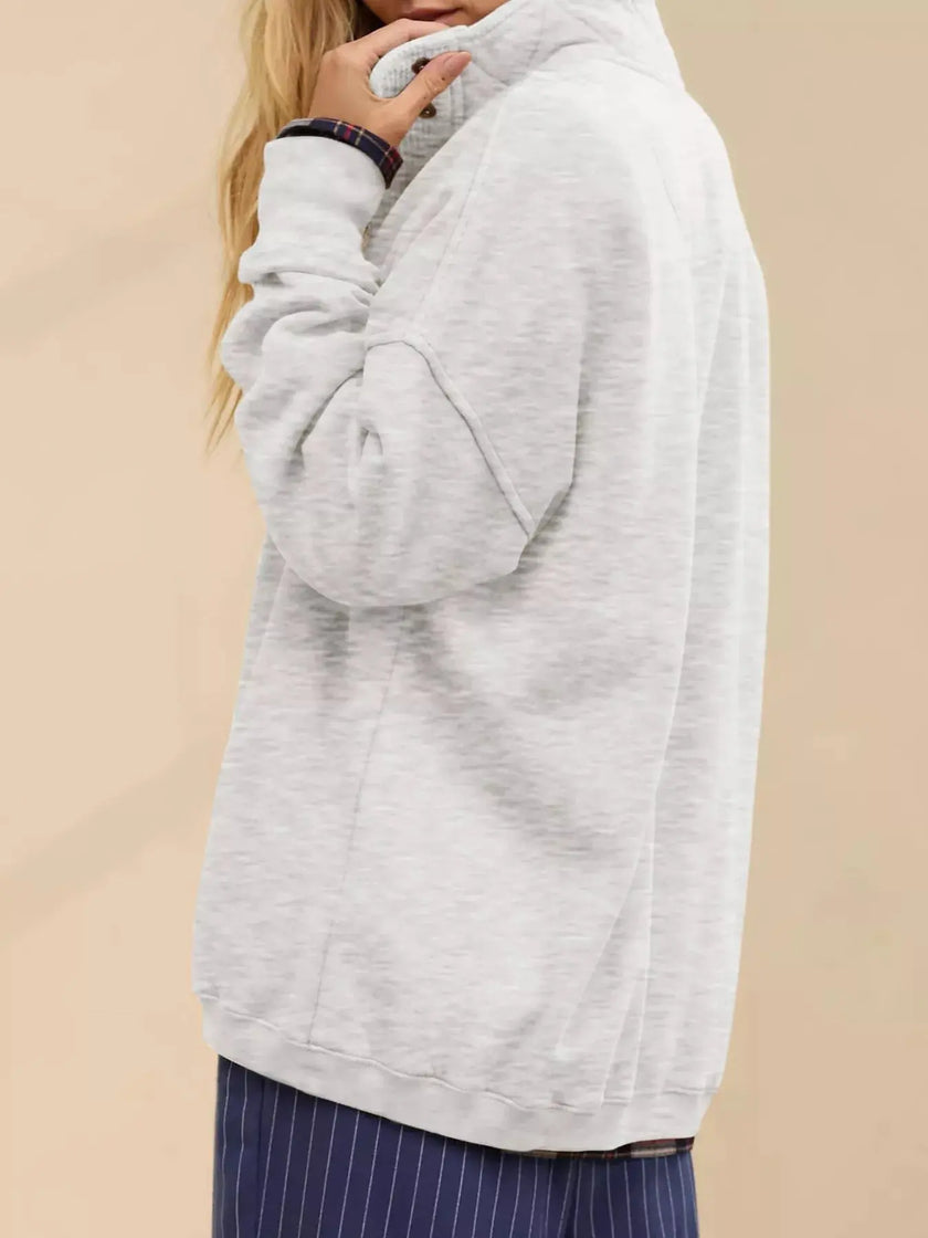 Half Snap Dropped Shoulder Sweatshirt  Style Ratio