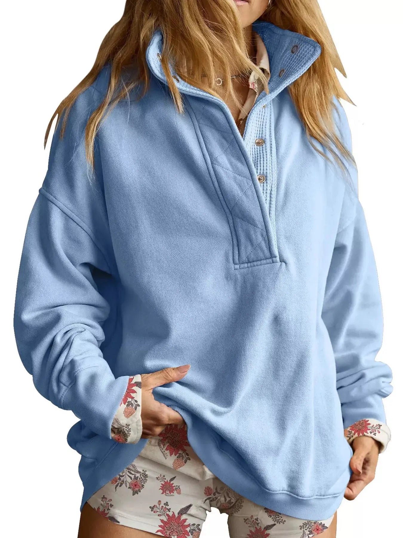 Half Snap Dropped Shoulder Sweatshirt  Style Ratio