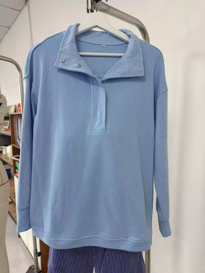 Half Snap Dropped Shoulder Sweatshirt  Style Ratio