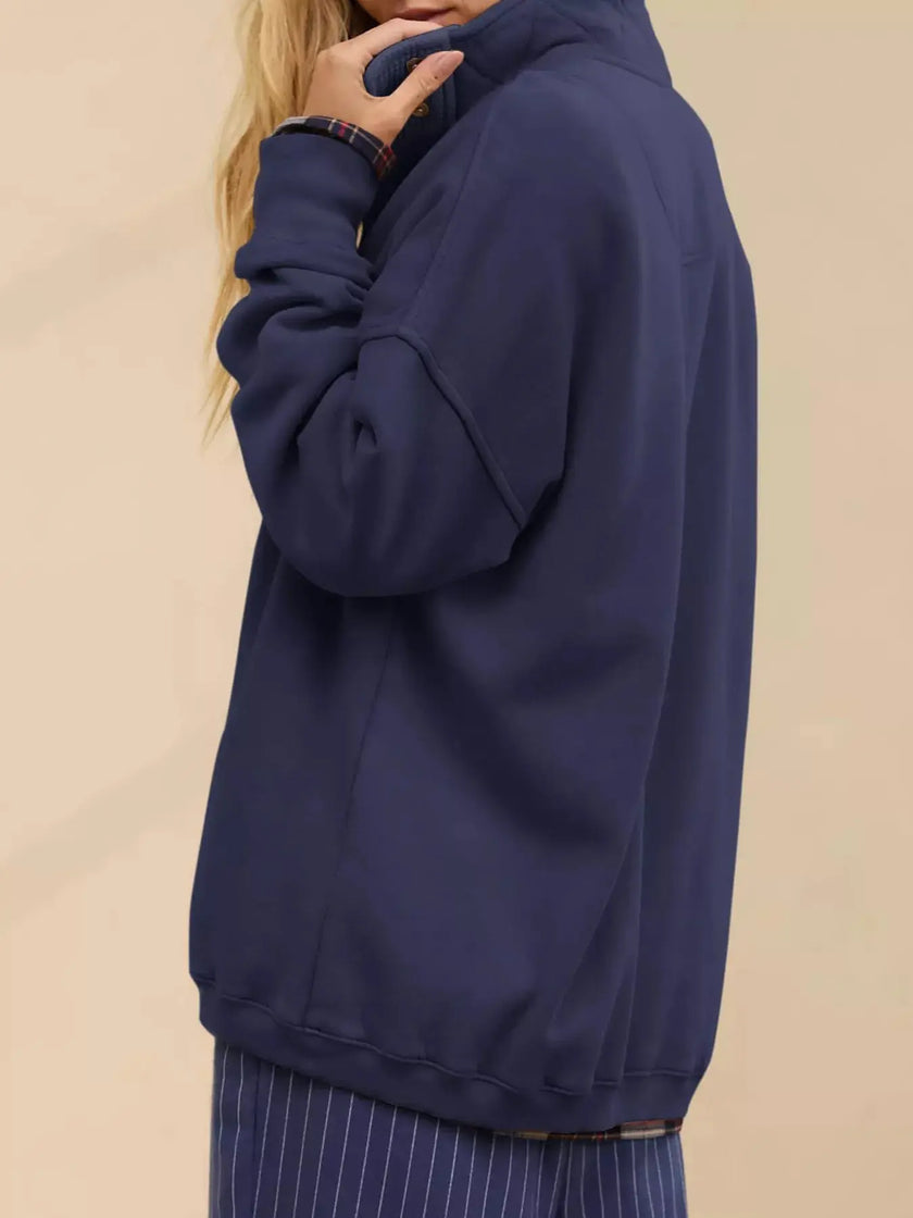Half Snap Dropped Shoulder Sweatshirt  Style Ratio