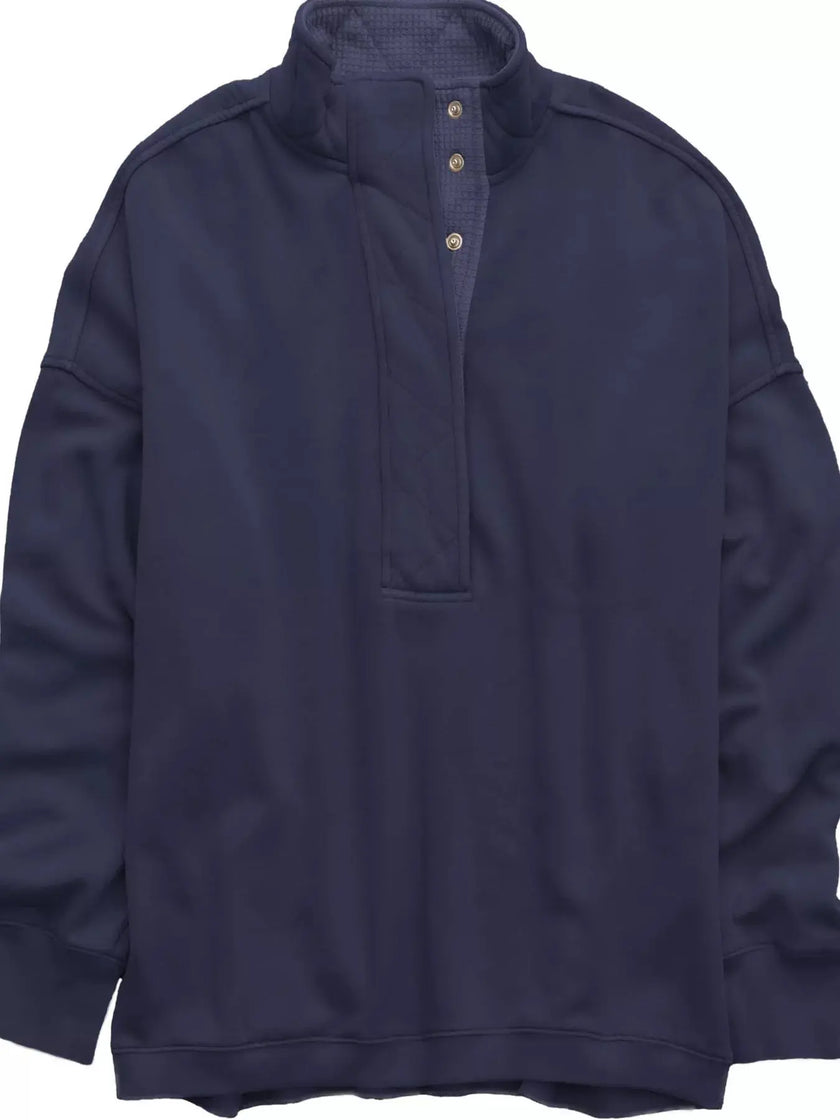Half Snap Dropped Shoulder Sweatshirt  Style Ratio