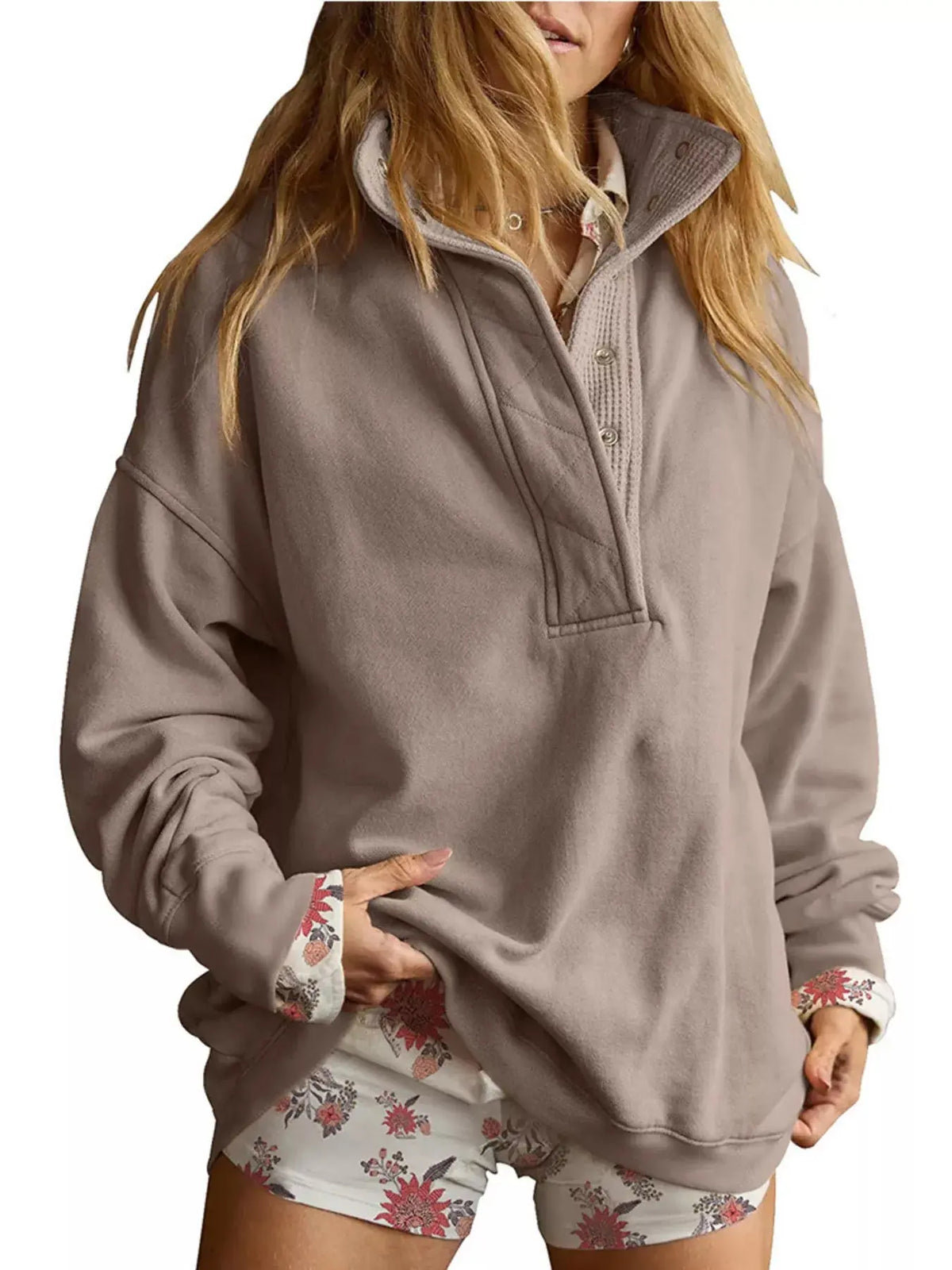 Half Snap Dropped Shoulder Sweatshirt  Style Ratio