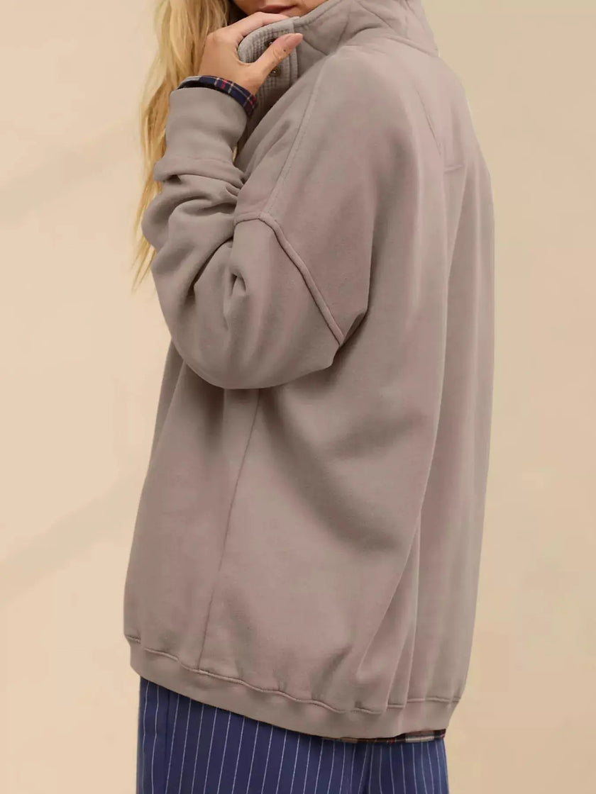 Half Snap Dropped Shoulder Sweatshirt  Style Ratio
