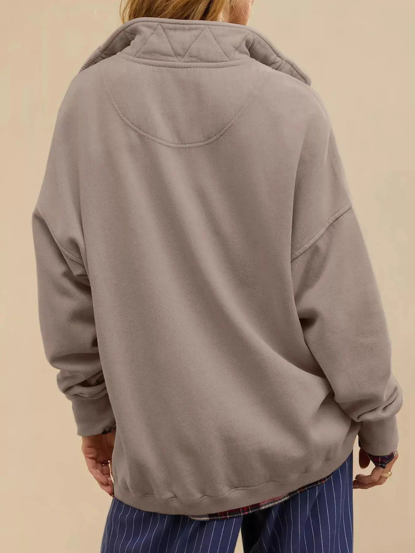 Half Snap Dropped Shoulder Sweatshirt  Style Ratio