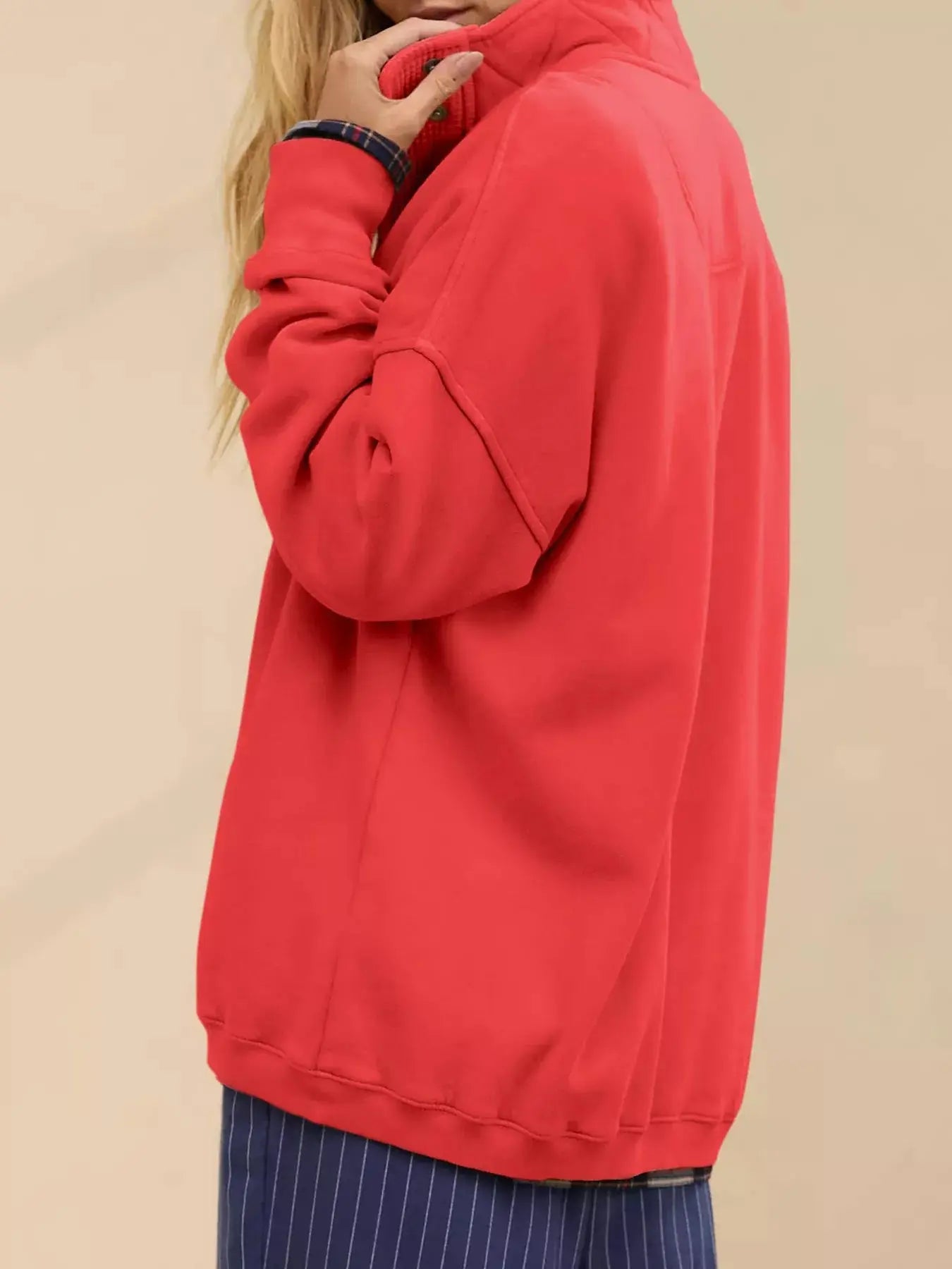 Half Snap Dropped Shoulder Sweatshirt  Style Ratio