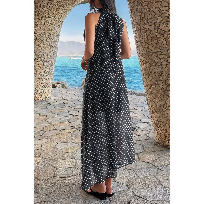 Halter Polka Dot Back Knot Tulle Dress  Style Ratio