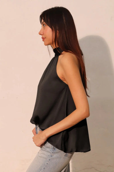 Hammered Satin Halter Bubble Top  Style Ratio