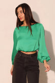 Hammered Satin Long Sleeve Crop Top  Style Ratio