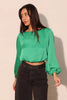 Hammered Satin Long Sleeve Crop Top  Style Ratio