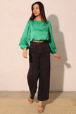 Hammered Satin Long Sleeve Crop Top  Style Ratio