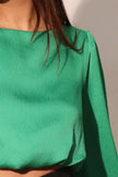 Hammered Satin Long Sleeve Crop Top  Style Ratio