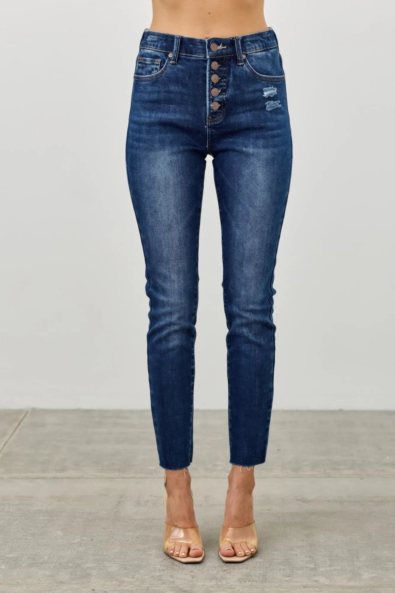 High Rise Ankle Skinny With Button Fly  Style Ratio