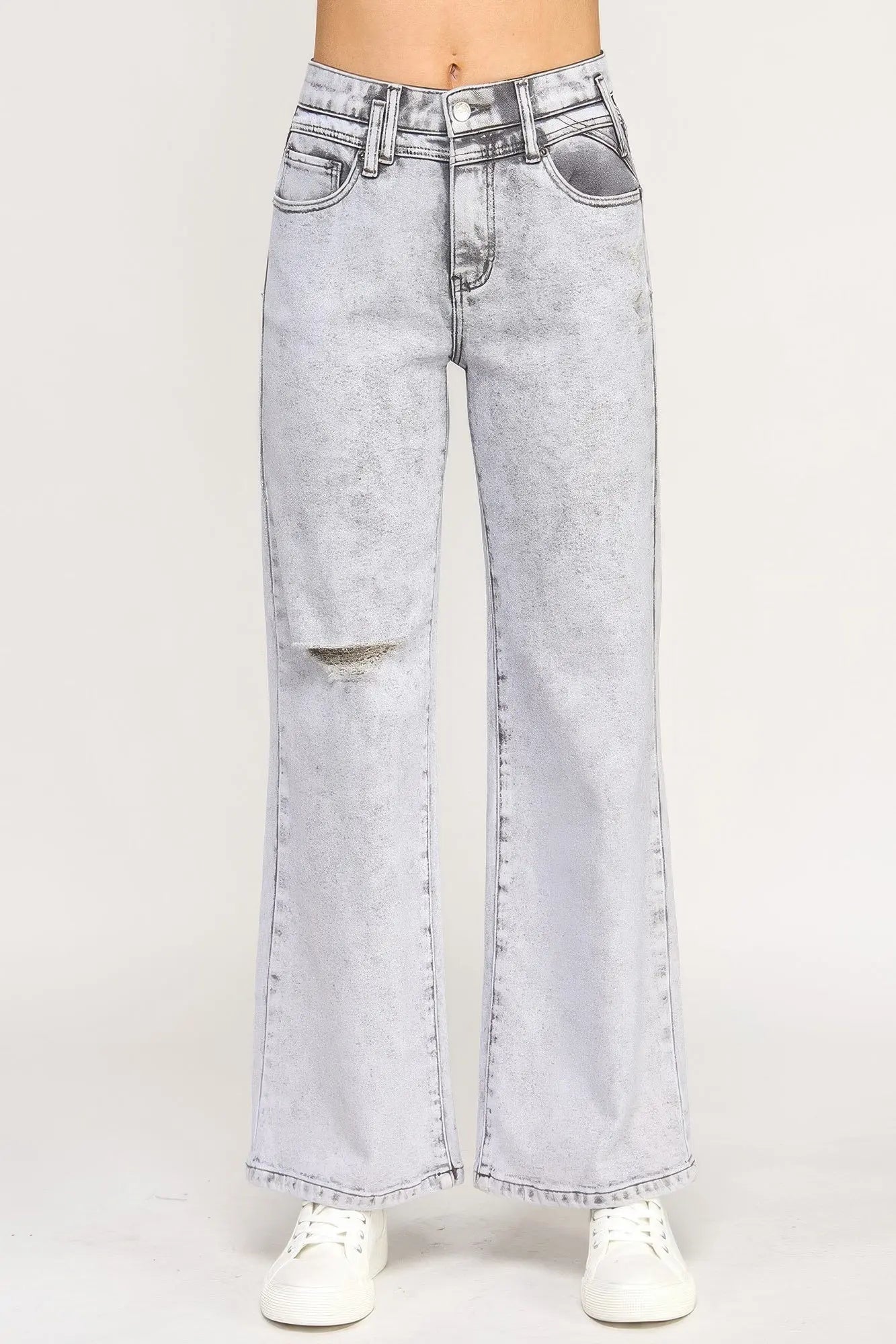 High Rise Wide Leg With Acid Grey  Style Ratio