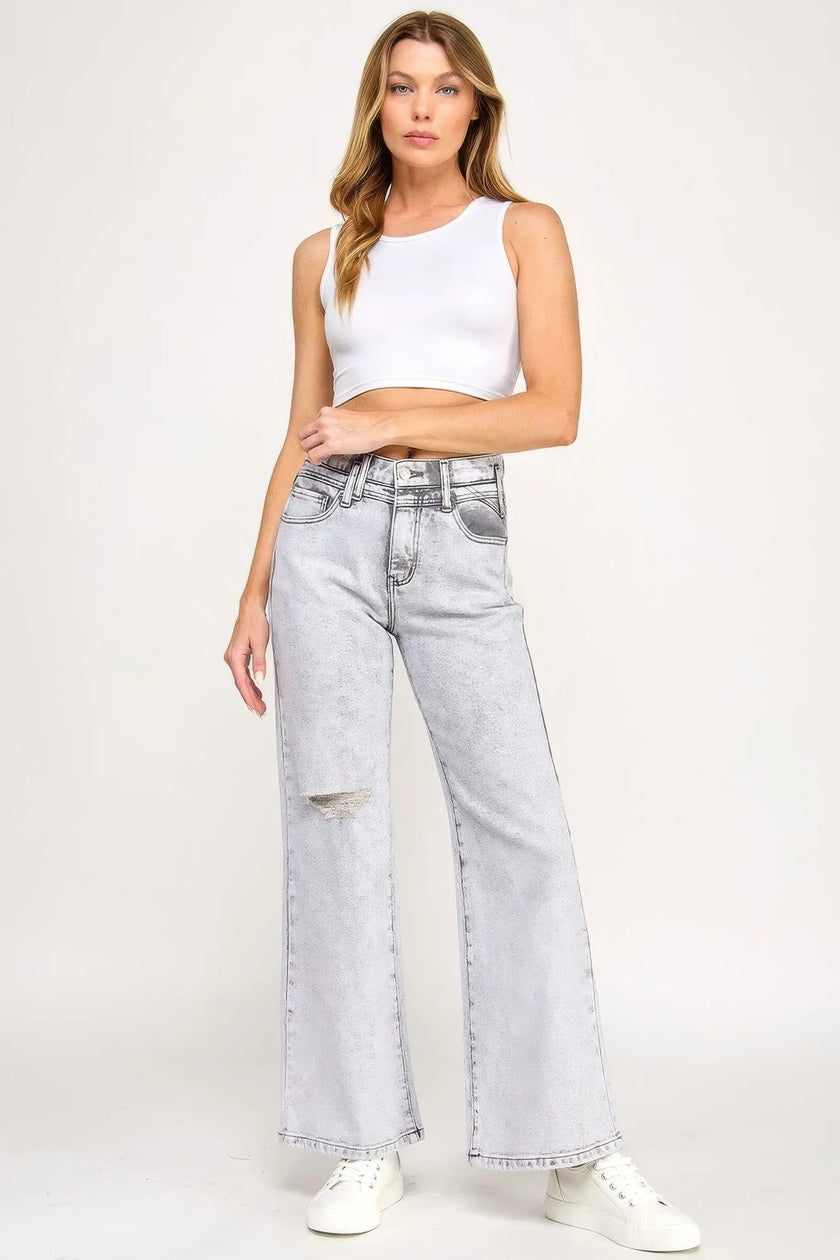 High Rise Wide Leg With Acid Grey  Style Ratio