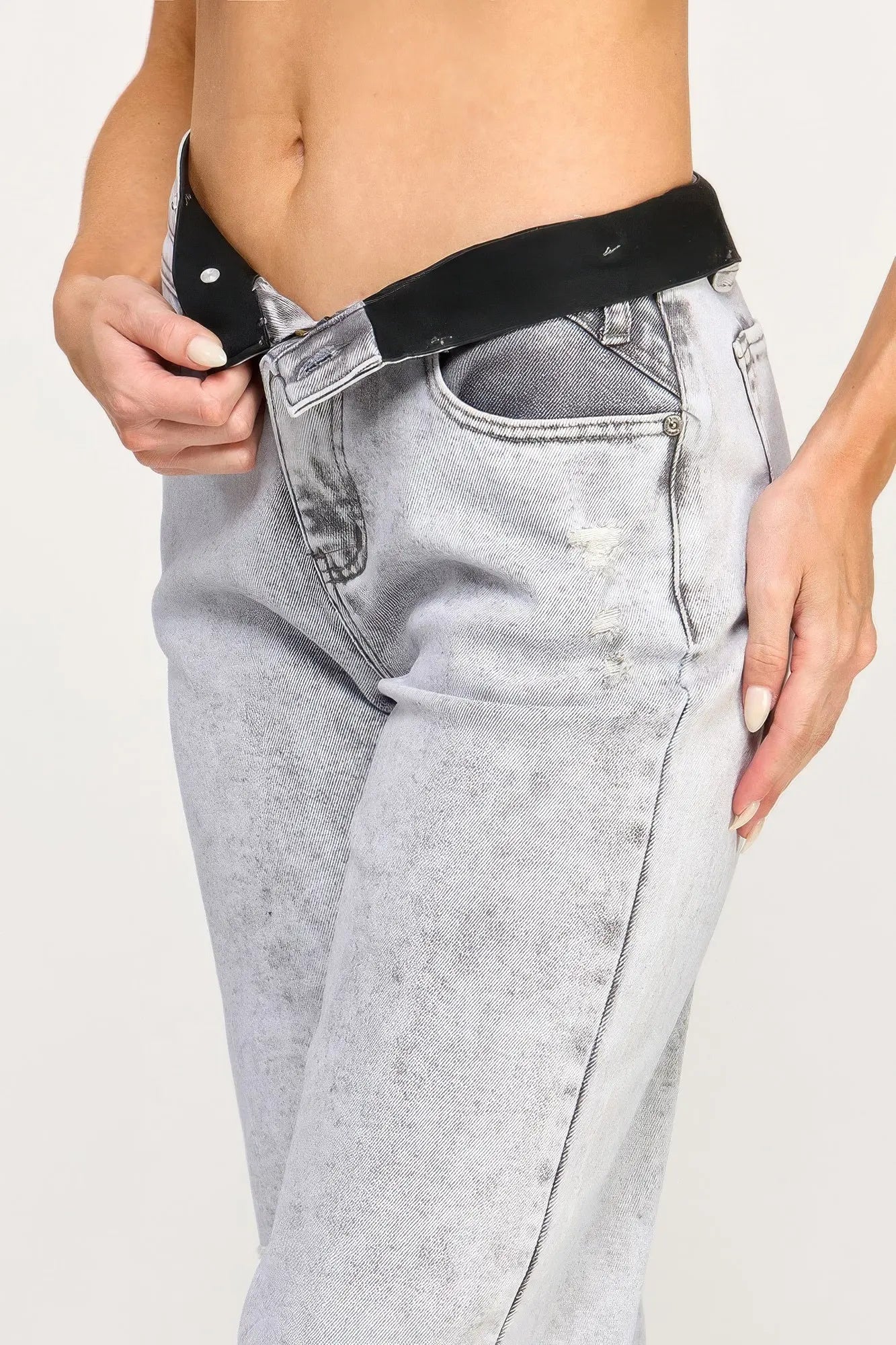 High Rise Wide Leg With Acid Grey  Style Ratio