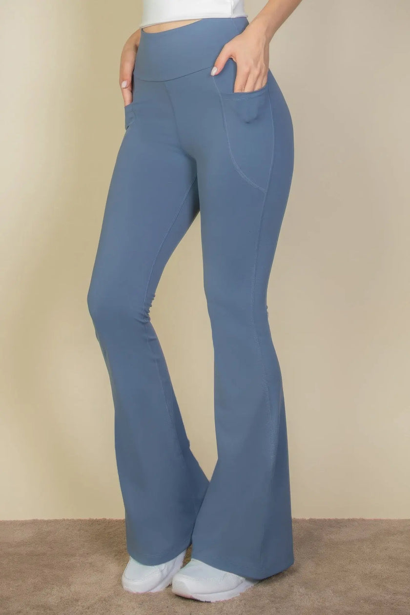 High Waist Side Pocket Flare Leggings  Style Ratio