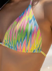 Iridescent Zigzag Halter Bikini Set With Spa  Style Ratio