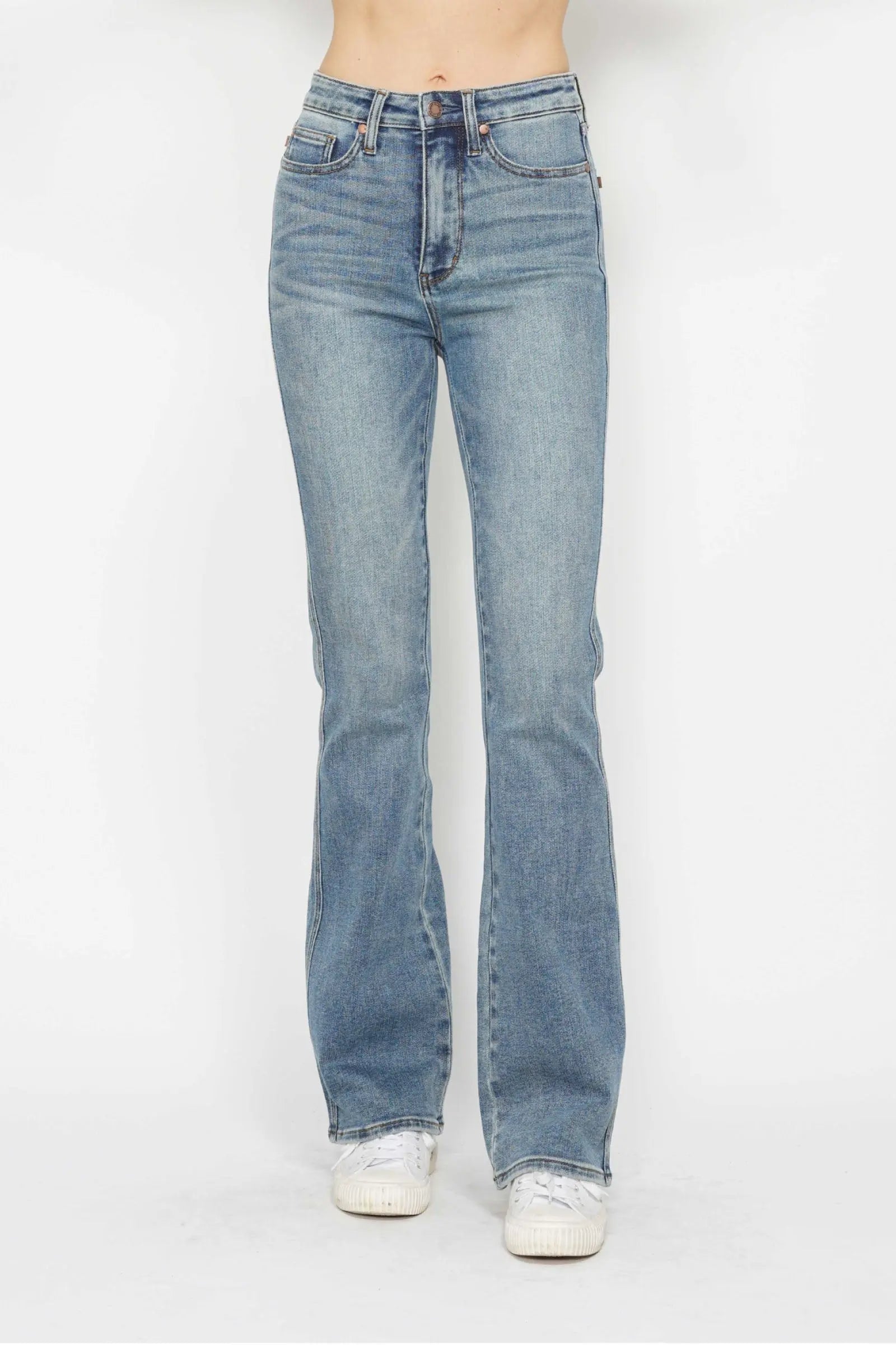 Judy Blue Full Size Tummy Control Back Embroidered Pocketed Bootcut Jeans  Style Ratio
