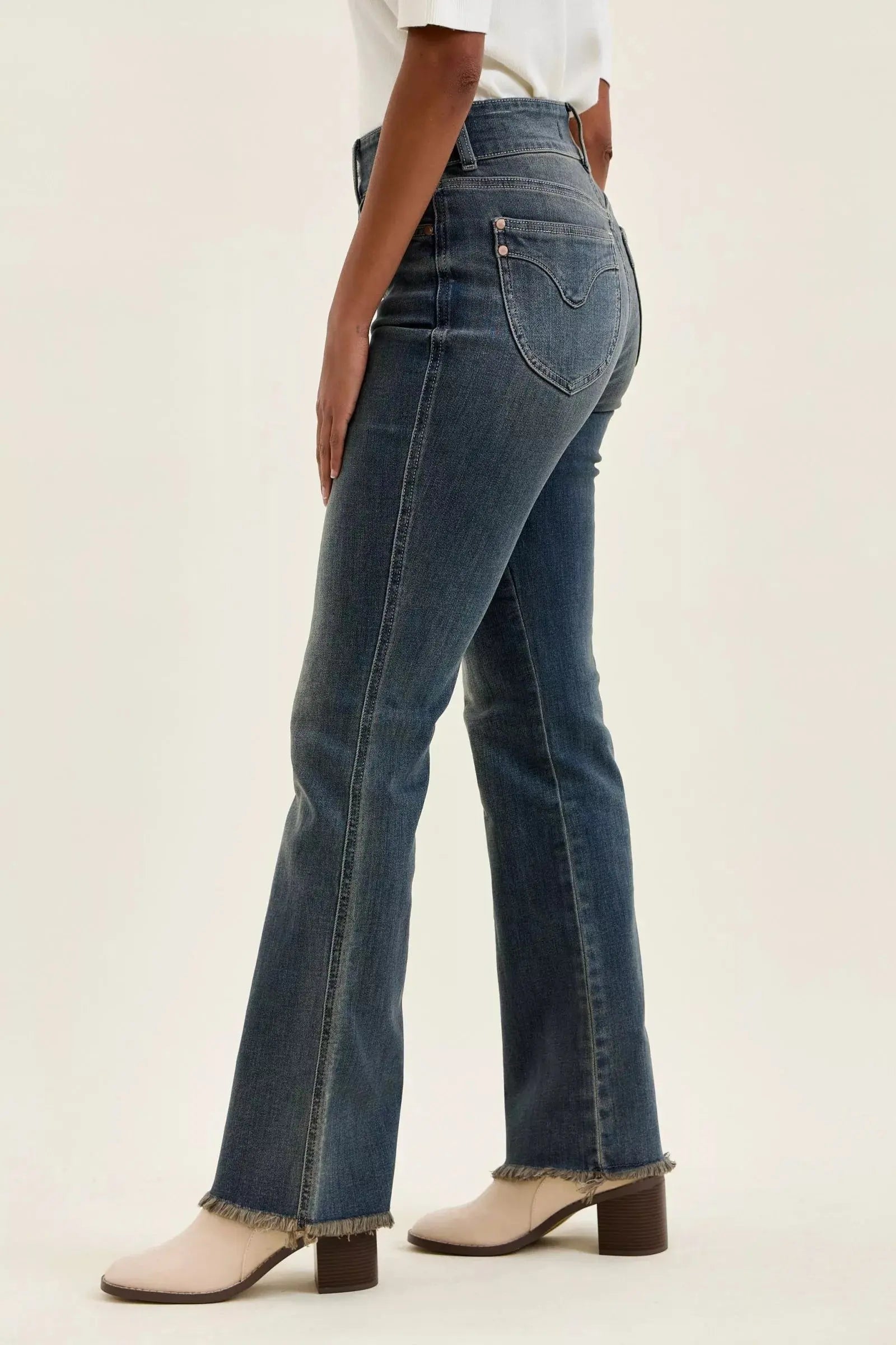 Judy Blue High Waist Double Button Frayed Hem Jeans  Style Ratio