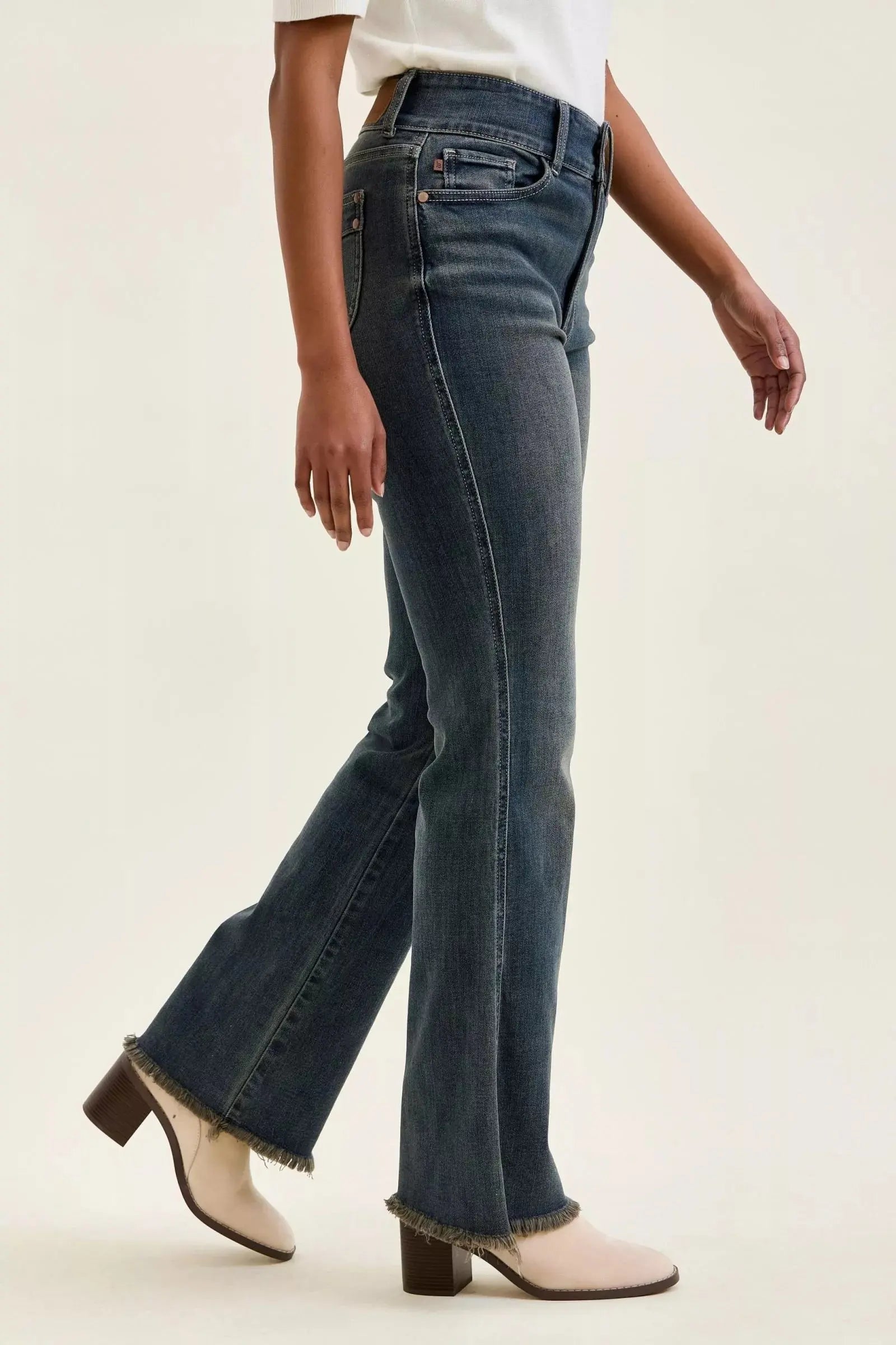 Judy Blue High Waist Double Button Frayed Hem Jeans  Style Ratio