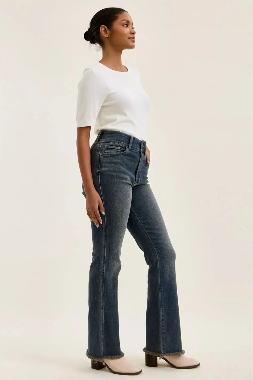 Judy Blue High Waist Double Button Frayed Hem Jeans  Style Ratio