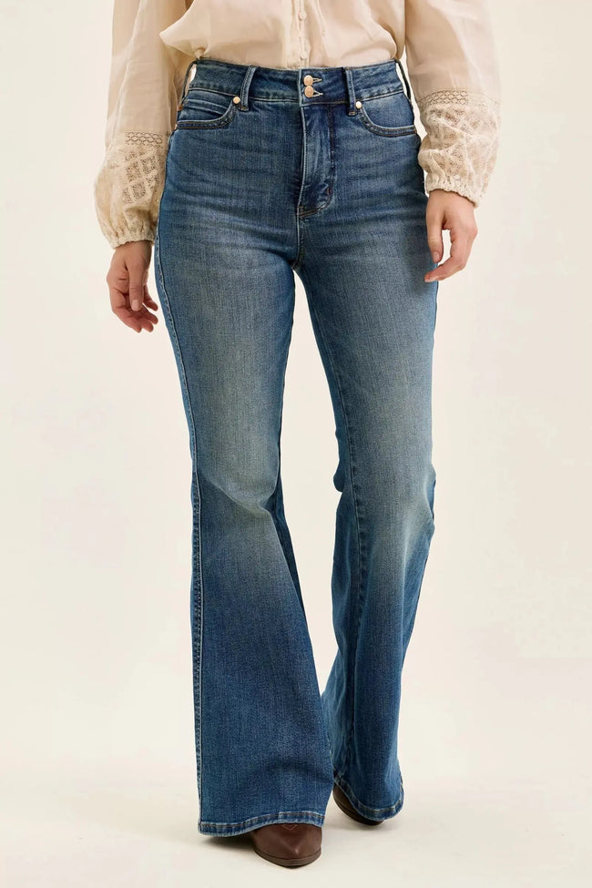 Judy Blue High Waist Double Button Tummy Control Flare Jeans  Style Ratio