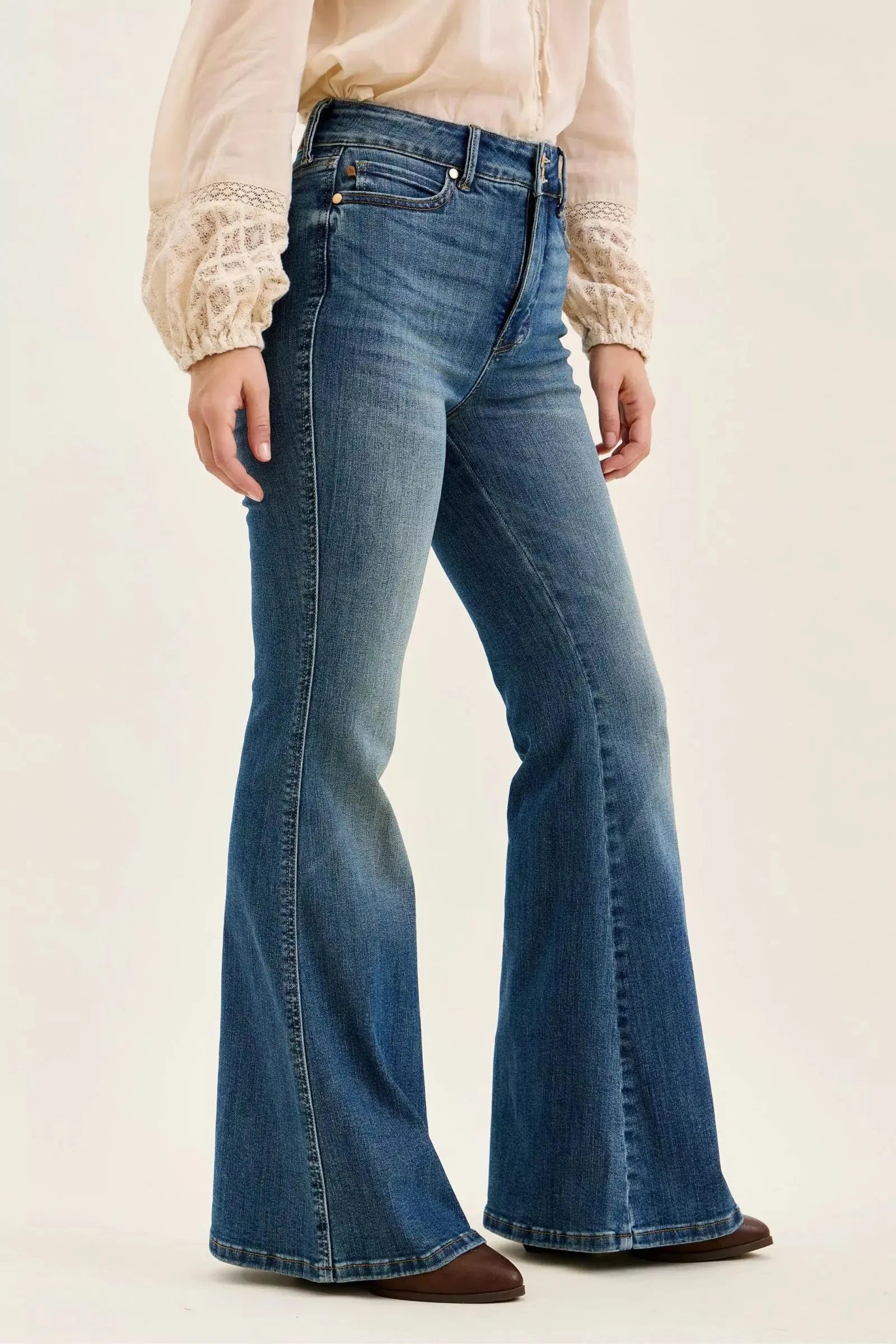 Judy Blue High Waist Double Button Tummy Control Flare Jeans  Style Ratio