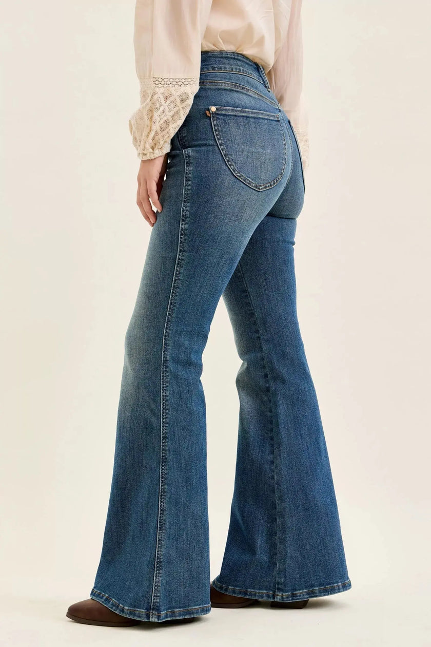 Judy Blue High Waist Double Button Tummy Control Flare Jeans  Style Ratio