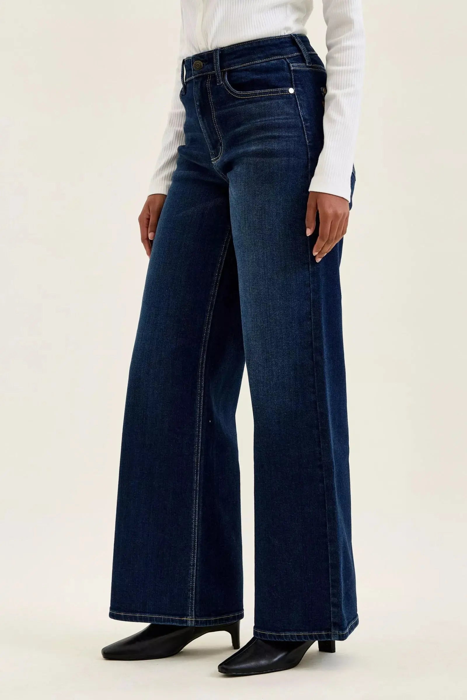 Judy Blue High-Waisted Wide-Leg Dark Wash Jeans  Style Ratio