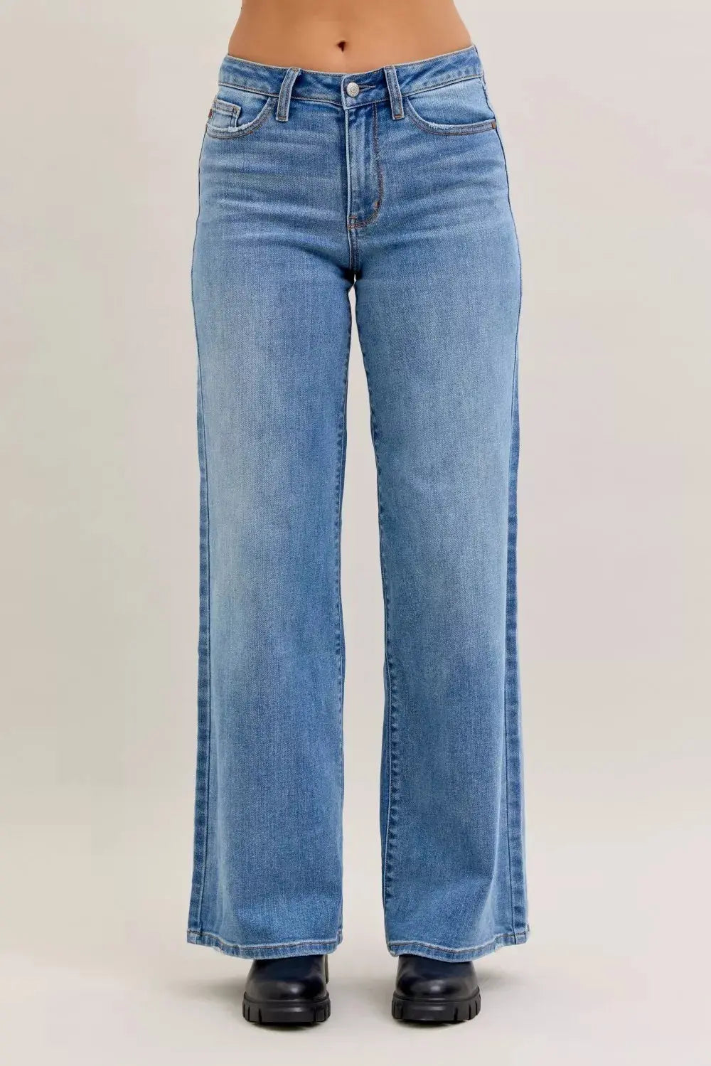 Judy Blue Mid Rise Retro Wide Leg Jeans  Style Ratio