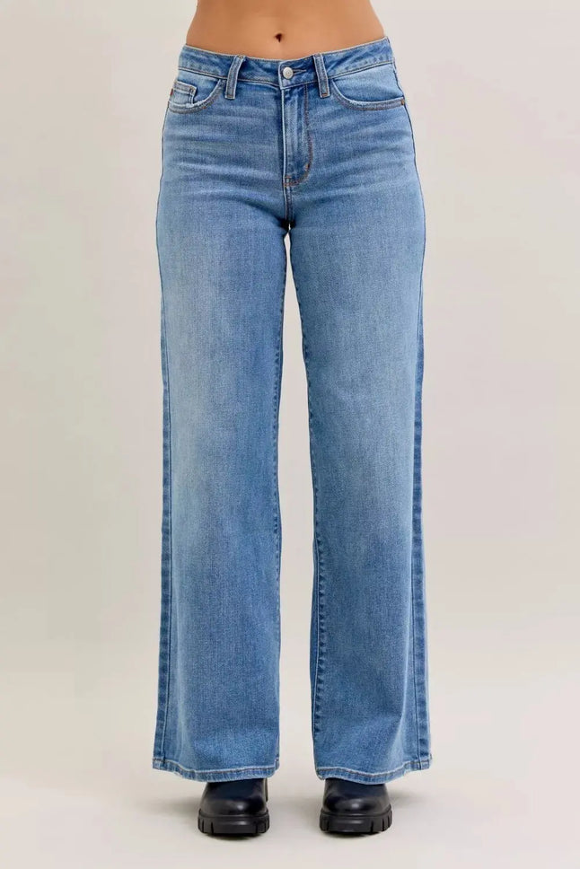 Judy Blue Mid Rise Retro Wide Leg Jeans  Style Ratio