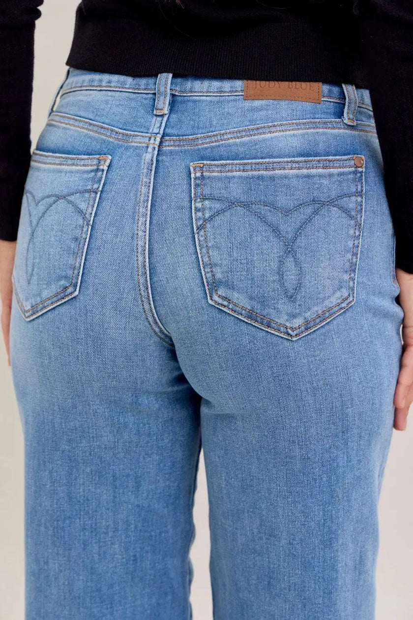 Judy Blue Mid Rise Retro Wide Leg Jeans  Style Ratio