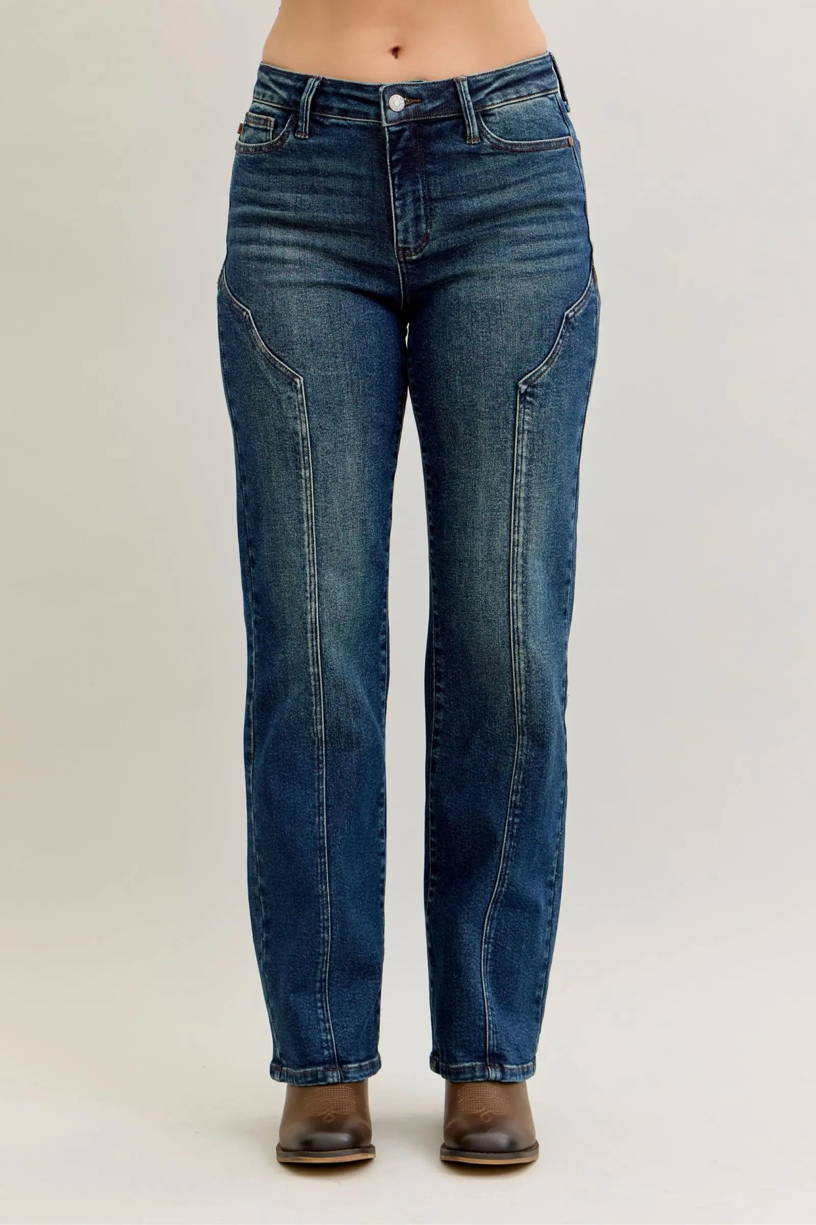 Judy Blue Seam Detail Straight Leg Jeans  Style Ratio