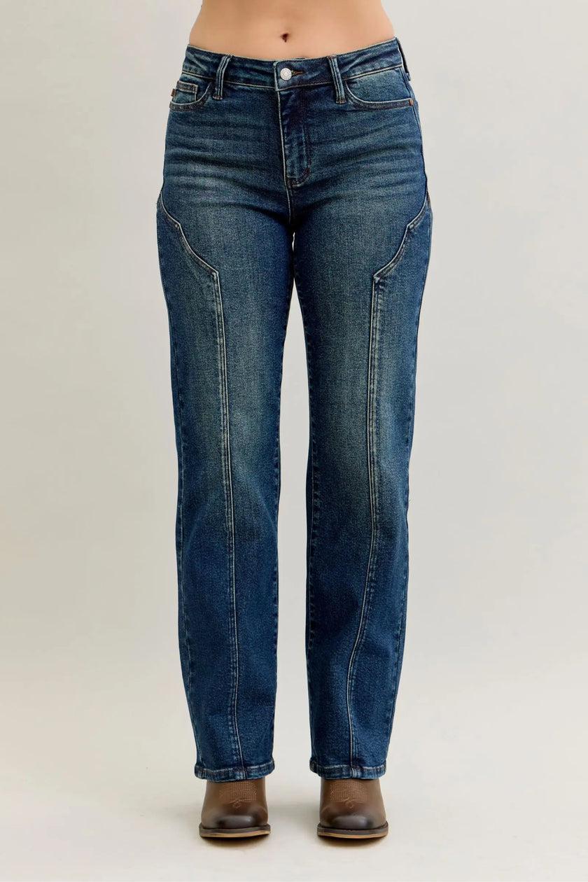 Judy Blue Seam Detail Straight Leg Jeans  Style Ratio
