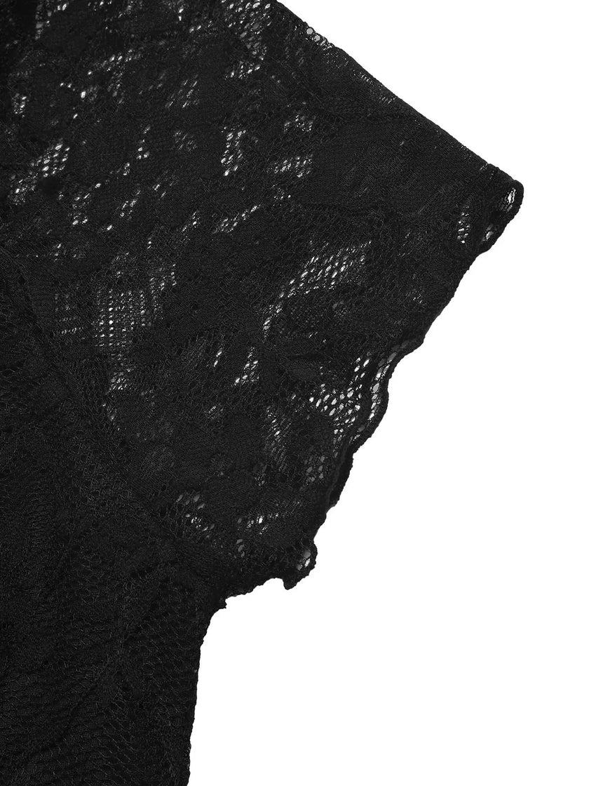 Lace Bowknot Slim Fit Top  Style Ratio