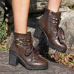 Lace Up Block Heels Boots  Style Ratio