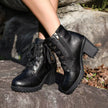 Lace Up Block Heels Boots  Style Ratio