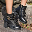 Lace Up Block Heels Boots  Style Ratio