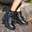 Lace Up Block Heels Boots  Style Ratio