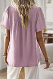 Loose Fit Dot Solid Lace Round Neck Top  Style Ratio
