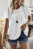 Loose Fit Dot Solid Lace Round Neck Top  Style Ratio